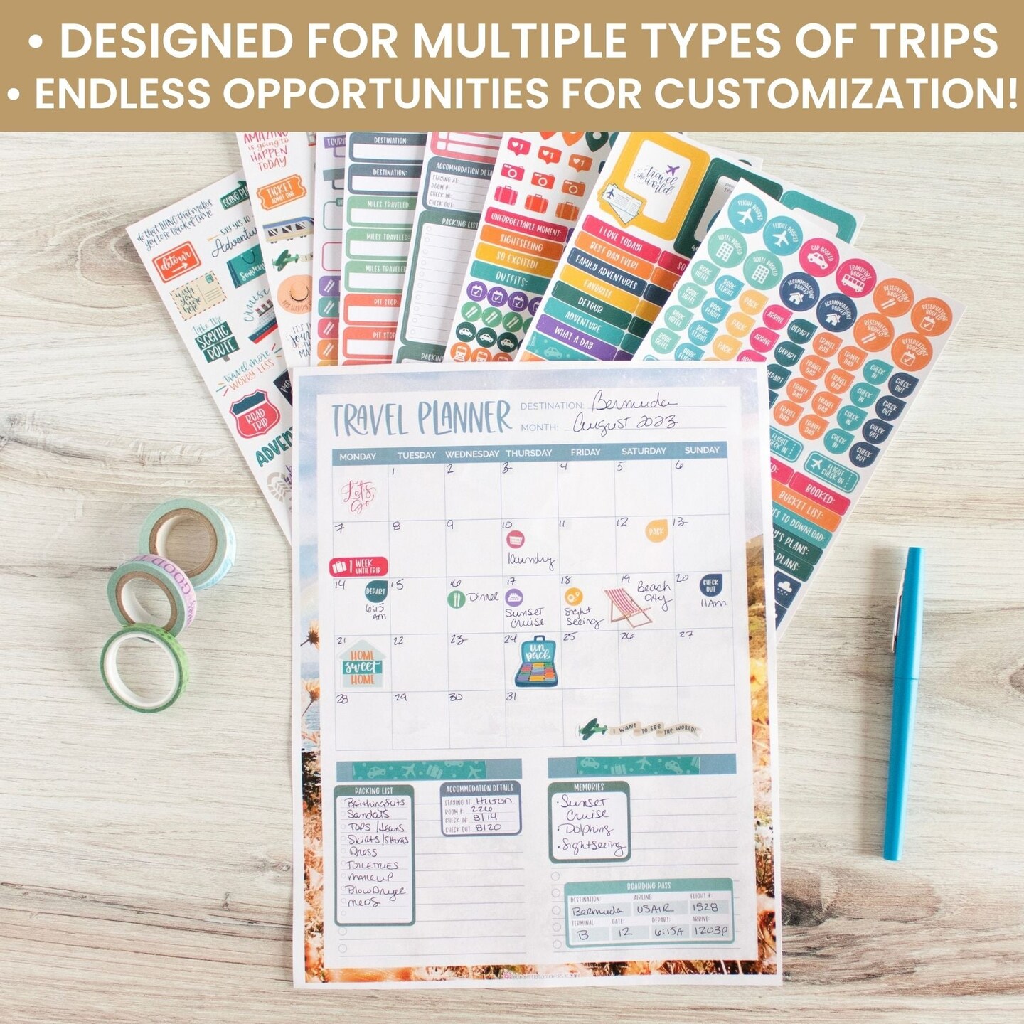 bloom daily planners Sticker Sheets, Travel Pack