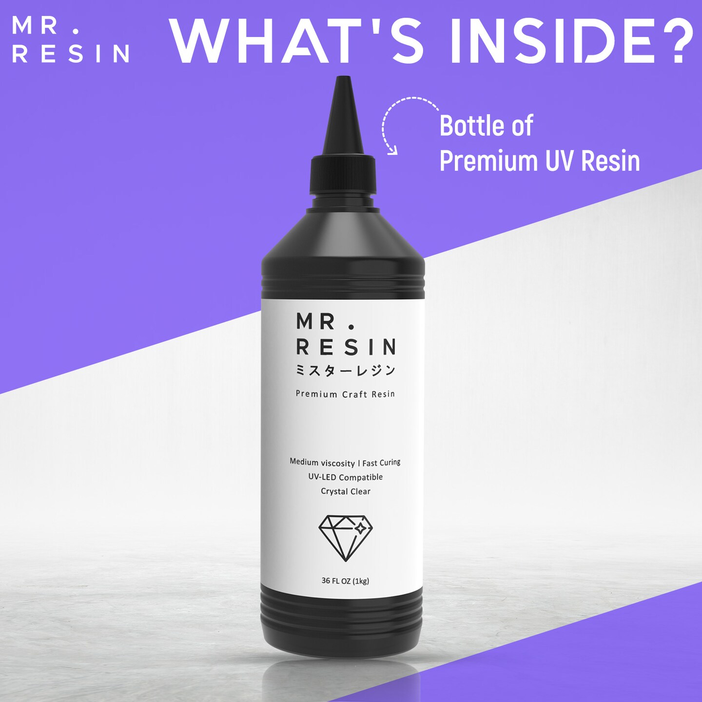 Mr.Resin™ Original Craft UV Resin 36oz (1kg) Crystal Clear Hard Type UV Resin for Jewelry Making, Rock Painting & More