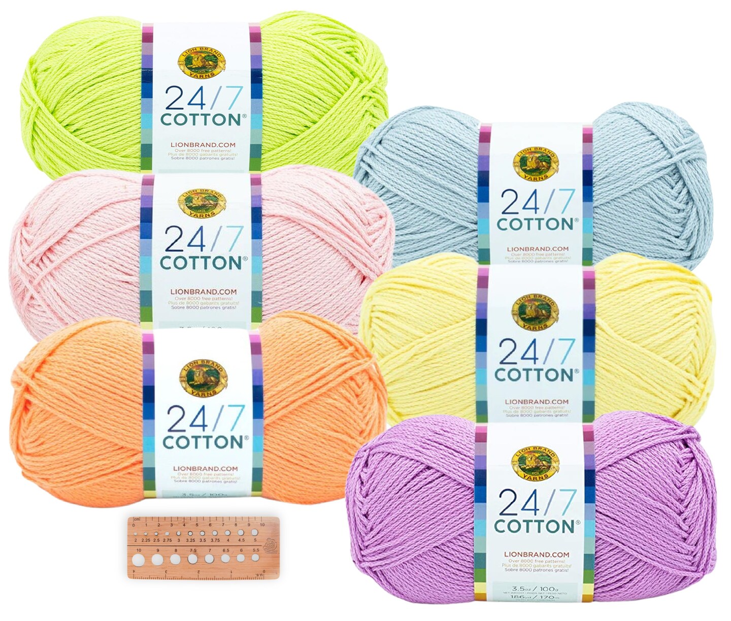  Lion Brand 24/7 Cotton Yarn, Yarn for Knitting