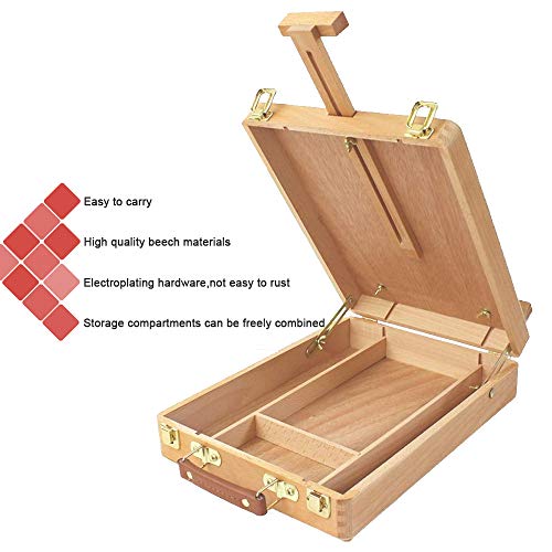 Falling in Art Wooden Tabletop Easel, Solid Wood Sketchbox Desktop Easel  for Painting, Portable Art Drawing Easel for Beginners and Professionals