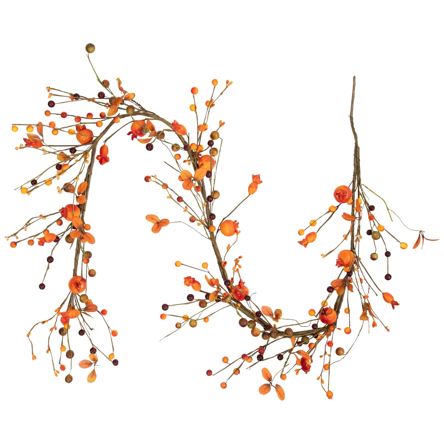 Northlight 5&#x27; x 6&#x22; Fall Harvest Berries and Leaves Twig Artificial Garland, Unlit