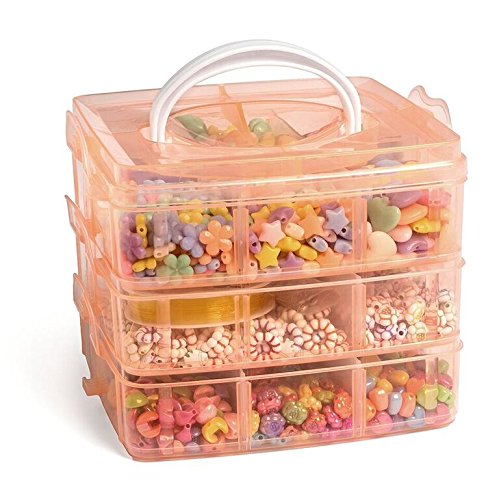 Jewelry Making Kit - 1000 Multi-Shaped Beads with Clasps and Beading String, Organized Storage Case, Ages 6 and Up