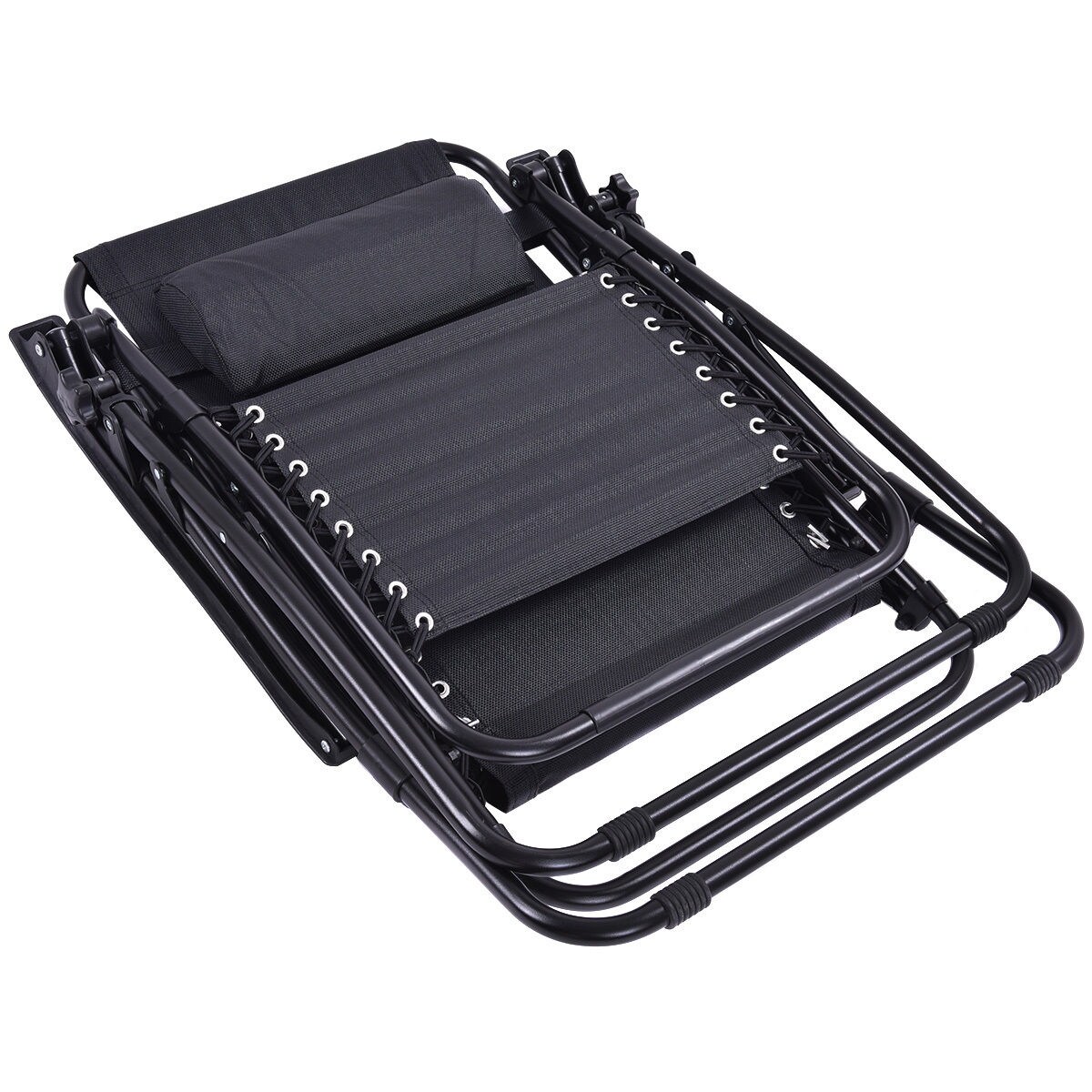 Outdoor Folding Zero Gravity Reclining Lounge Chair with Utility Tray