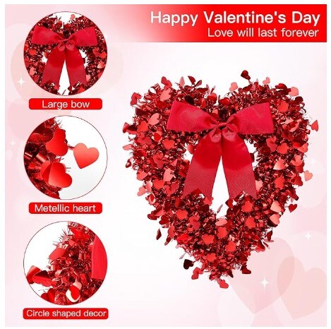 Red Heart Wreaths for Valentine&#x27;s Day