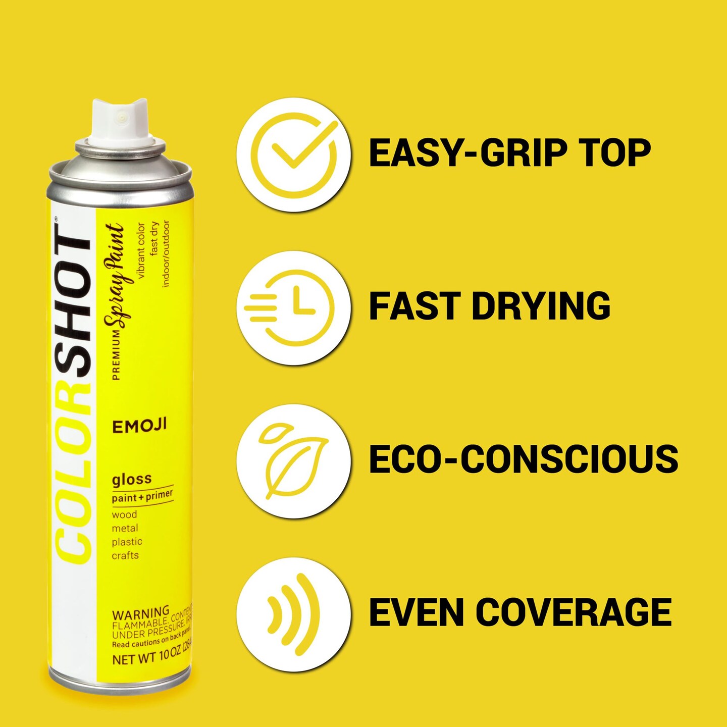 COLORSHOT Gloss Spray Paint Emoji (Yellow) 10 oz. 4 Pack