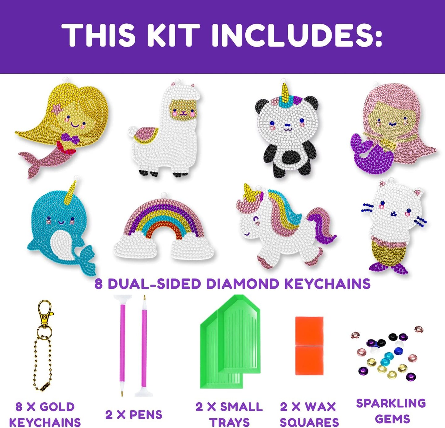 Adorable Diamond Painting Keychain Kit 8 packs