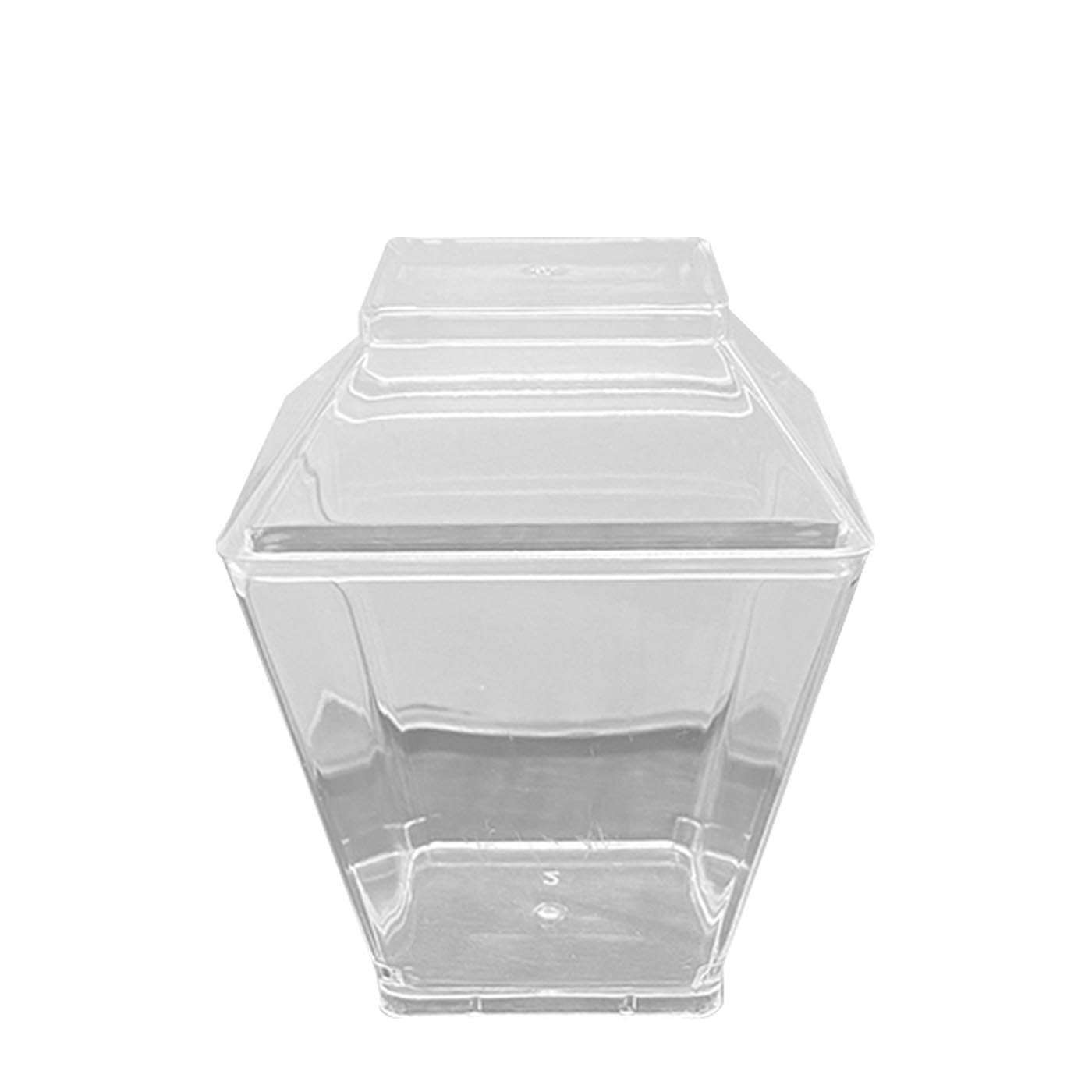 Clear Square Disposable Plastic Mini Cups with Lids - 3.5 Ounce (288 Cups)