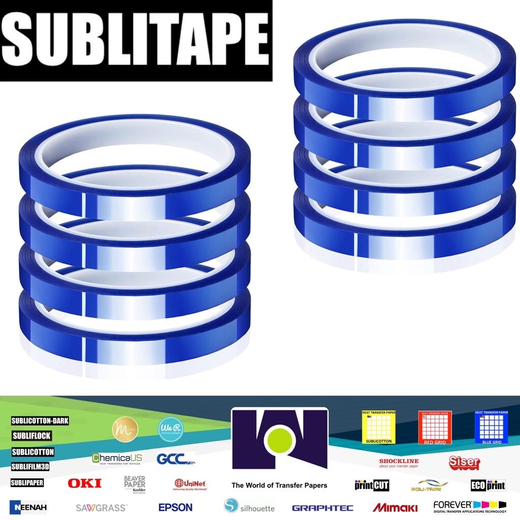 8 rolls Heat resistant Tapes Sublimation Press Transfer Thermal Tape 4mmx30m SUBLITAPE BLUE