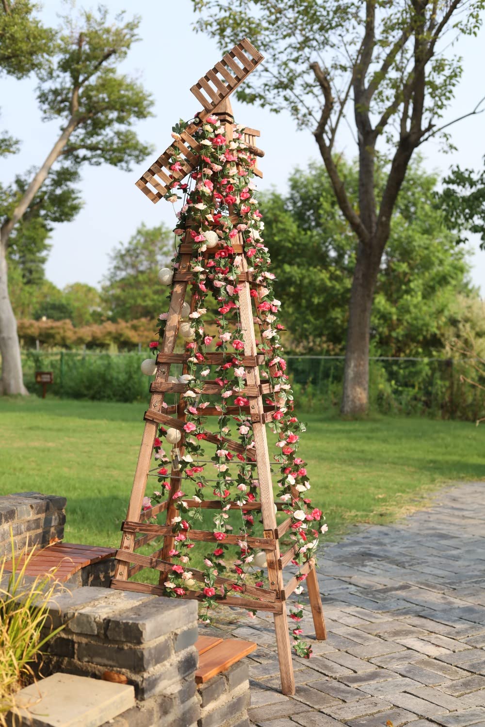 Miracliy 5 Pack 41 FT Fake Rose Vine Flowers Plants Artificial Flower Hanging Rose Ivy Home Hotel Office Wedding Party Garden Craft Art D&#xE9;co