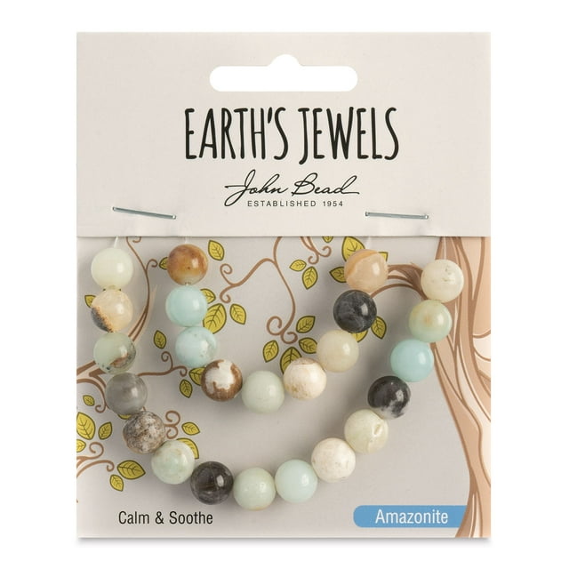 Earth's Jewels Semi-Precious Amazonite Natural Round Beads, 8mm
