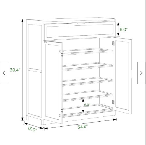 35 &#x22;Bamboo [SEPARATE ROOM]Shoe Cabinet with Bifold Doors and Footwear Organizer Rack
