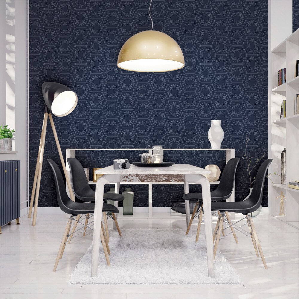 Tempaper Hello Sunshine Peel and Stick Wallpaper Metallic Royal Blue