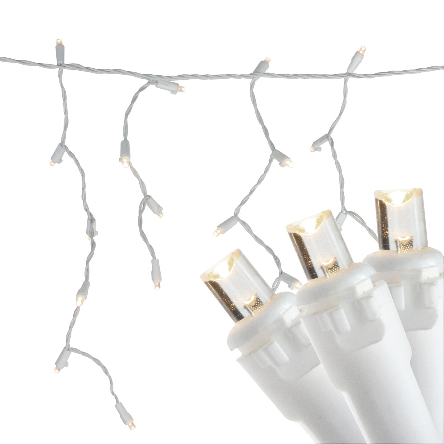 Northlight 100ct Warm White LED Wide Angle Icicle Christmas Lights, White Wire