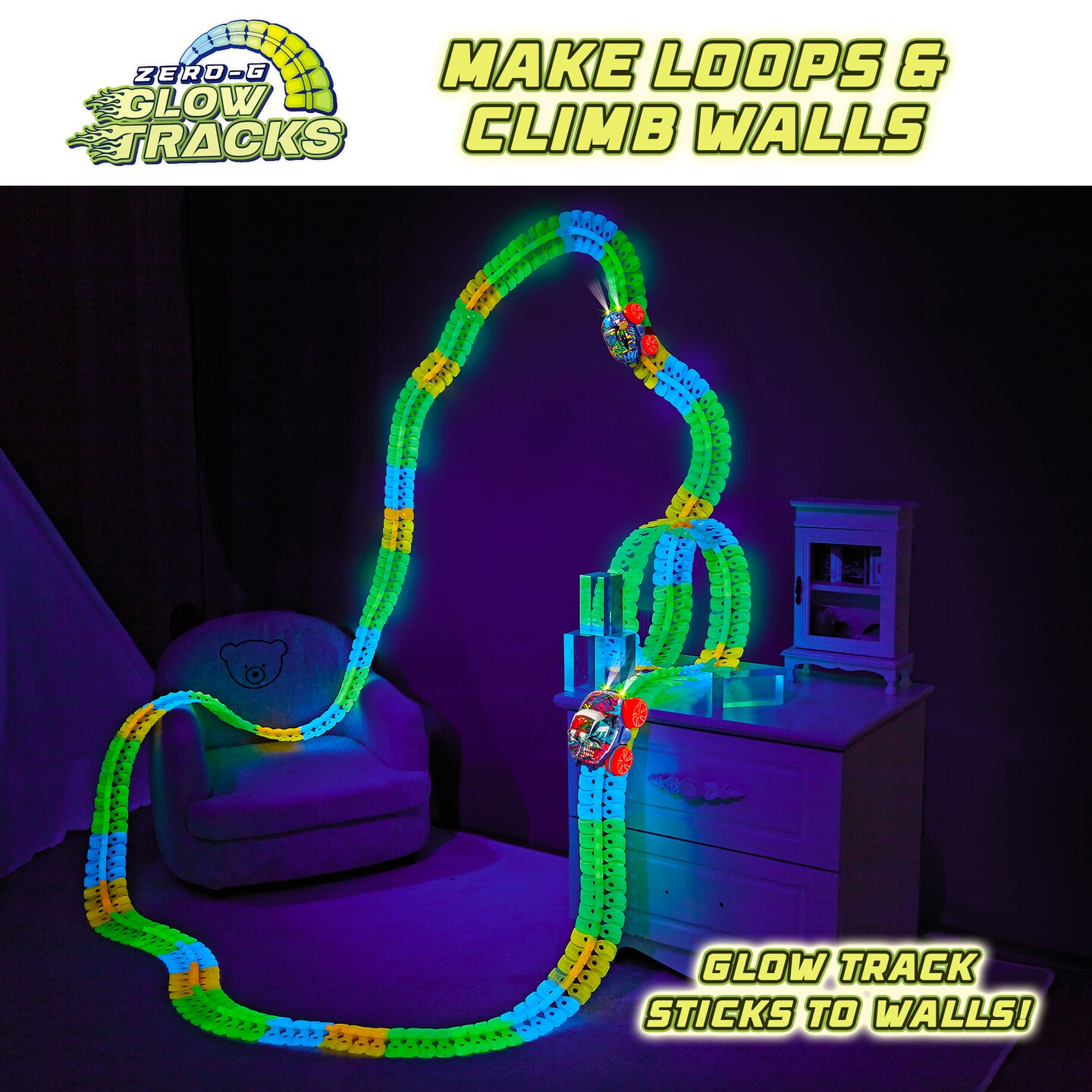 USA Toyz Zero-G Glow Race Track for Kids- 60pcs