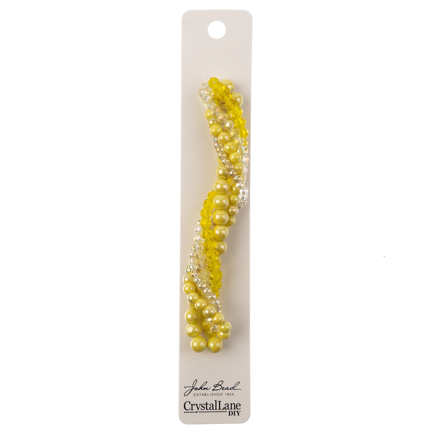 Crystal Lane DIY Yellow Sunlight Twisted Glass & Pearls Beads, 5 Strands