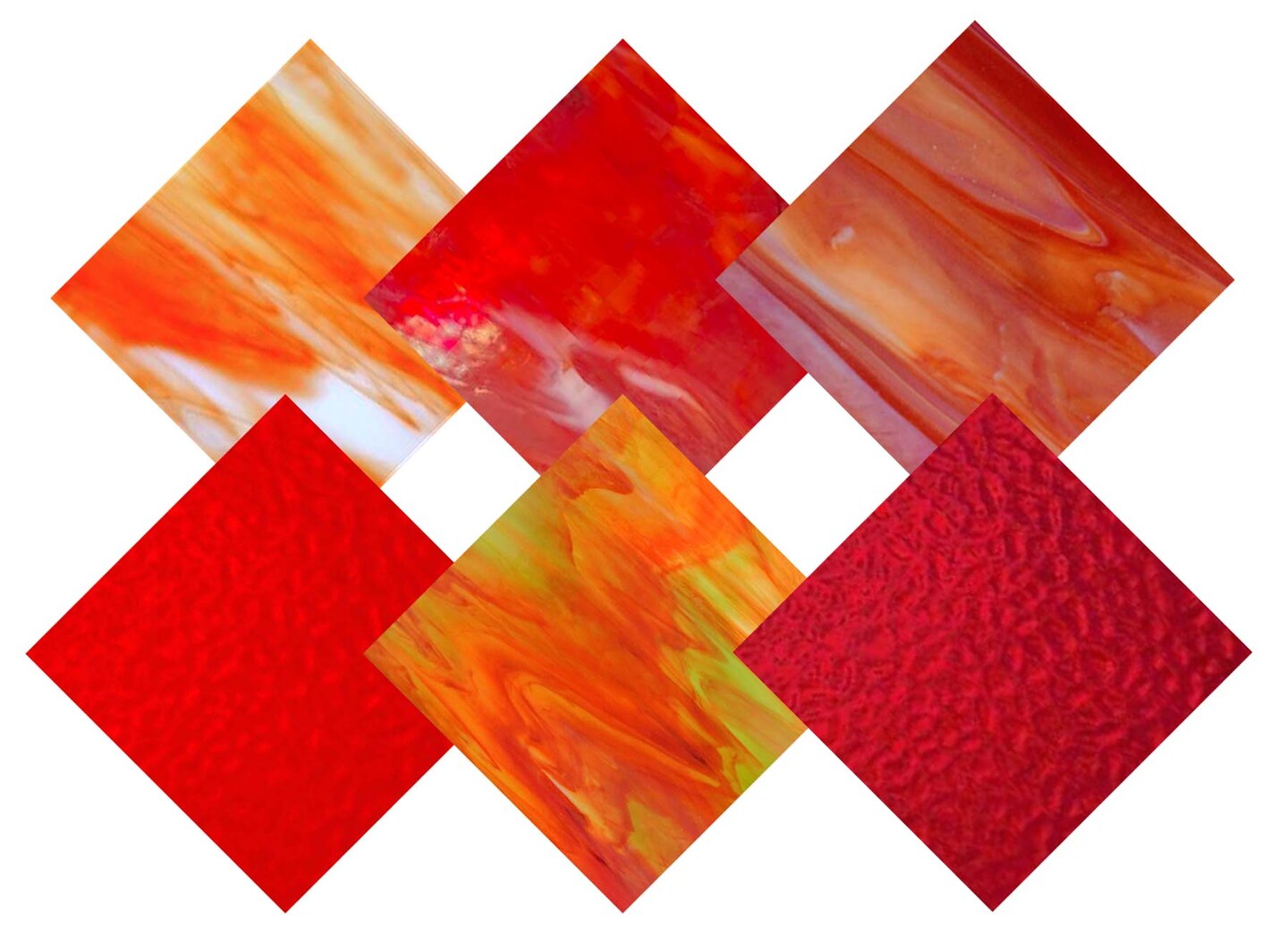 Wissmach 6 Sheet RED/Orange Variety Stained Glass and Mosaic Glass