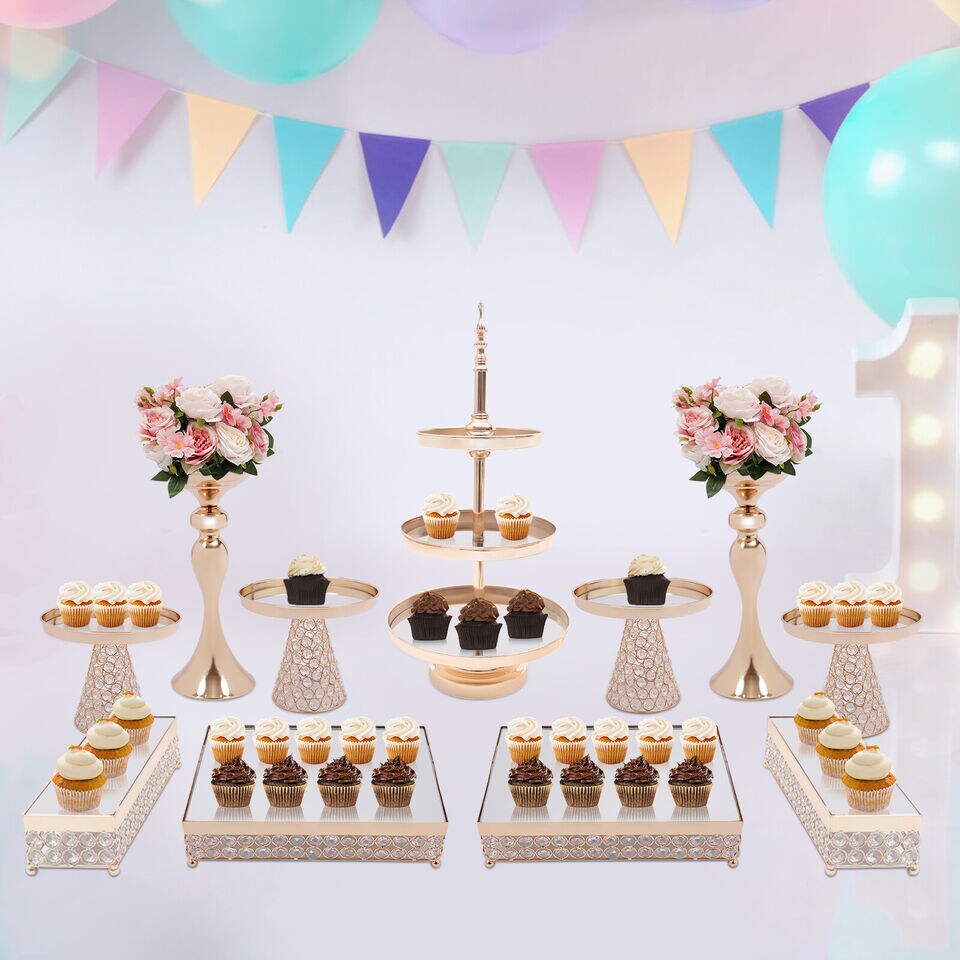 11 Pcs, Cake Stand Dessert Pedestal Display Event Party Elegant Decor.