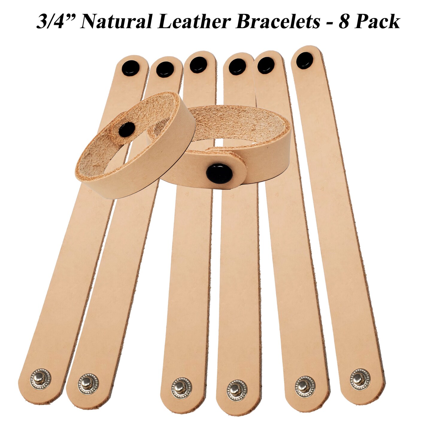 3/4" Vegetable-Tanned Leather Bracelets – 8 Pack - Stamping, Tooling, Painting, Engraving, Burning and Decorating Ready