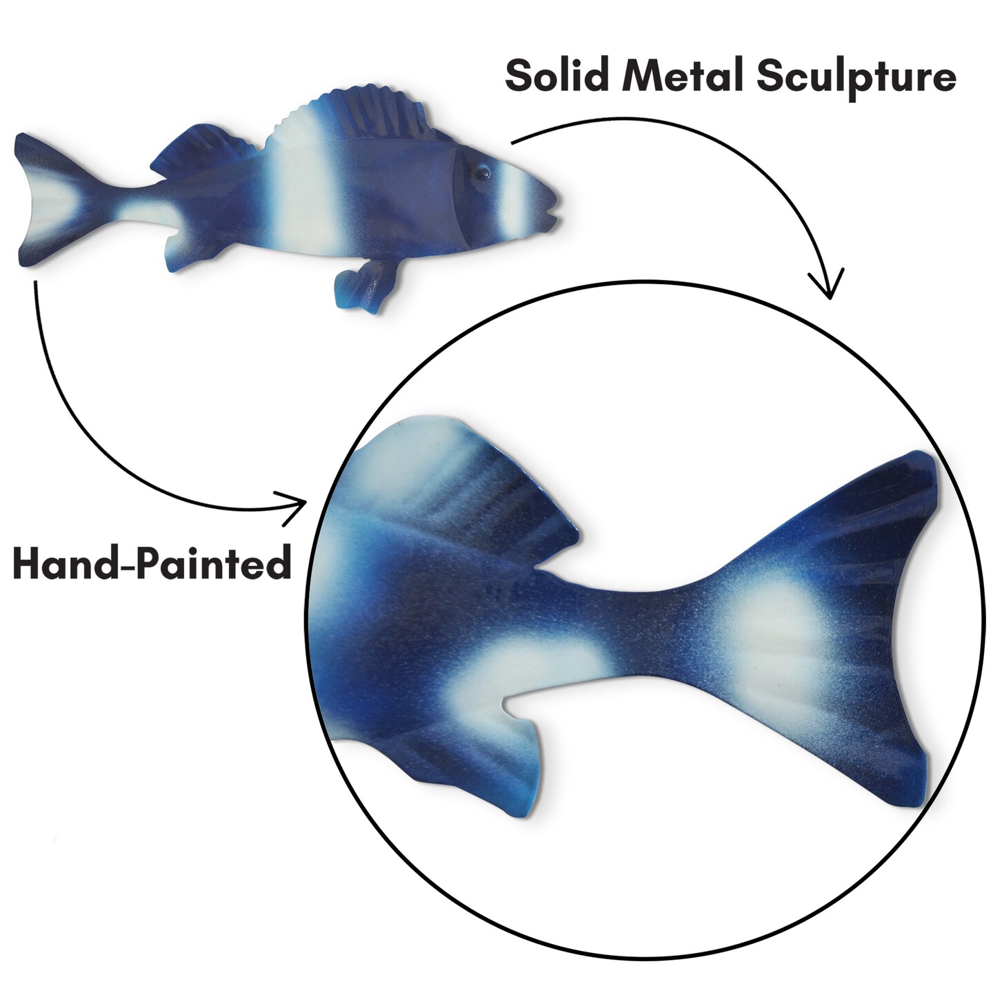 Americanflat Three Metal Fish Wall D&#xE9;cor Set - 3x9.5 Fish as Outdoor Metal Wall Art Decorations - Modern Style Wall Hanging D&#xE9;cor for Patio, Garden - Metal Indoor Wall Art
