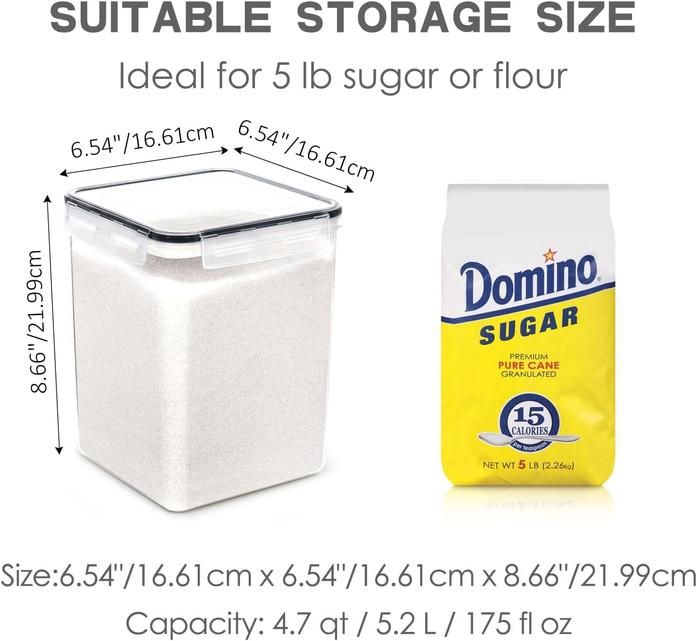 Large Food Storage Containers with Lids Airtight 5.2L /176Oz, for Flour, Sugar, Baking Supply and Dry Food Storage, 3PCS BPA Free Plastic Canisters for Kitchen Pantry Organization