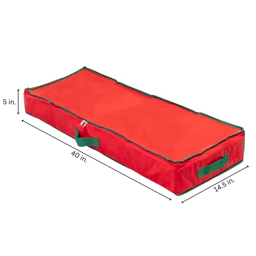 Gift Wrap Storage Organizer, Easily organize Wrapping Paper, Ribbons, Bows, Scissors, Fits 18-24 Standard Rolls, Keeps Gift Supplies in Perfect Condition & Ready for Next Season, (Red)