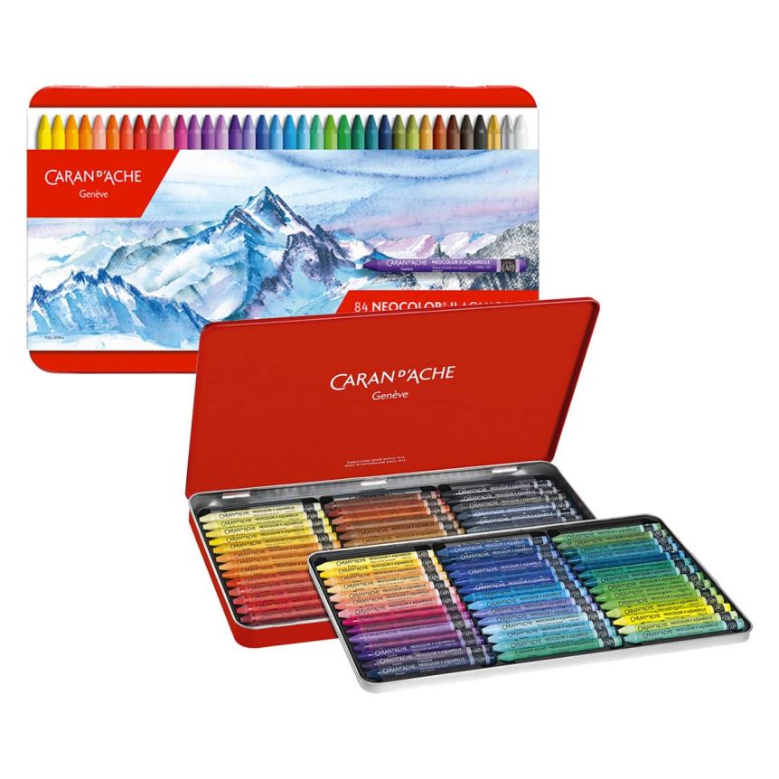 Caran D&#x27;ache NeoColor II Crayons Tin Case Set of 84 - Assorted Colors