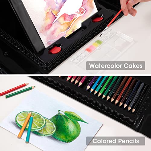Arts and Crafts Supplies Drawing Kits with Trifold Easel, Sketch Pad,  Coloring Book, Pastels, Crayons, Pencils for Kids, Gifts for Teen Girls Boys  6-8-9-12