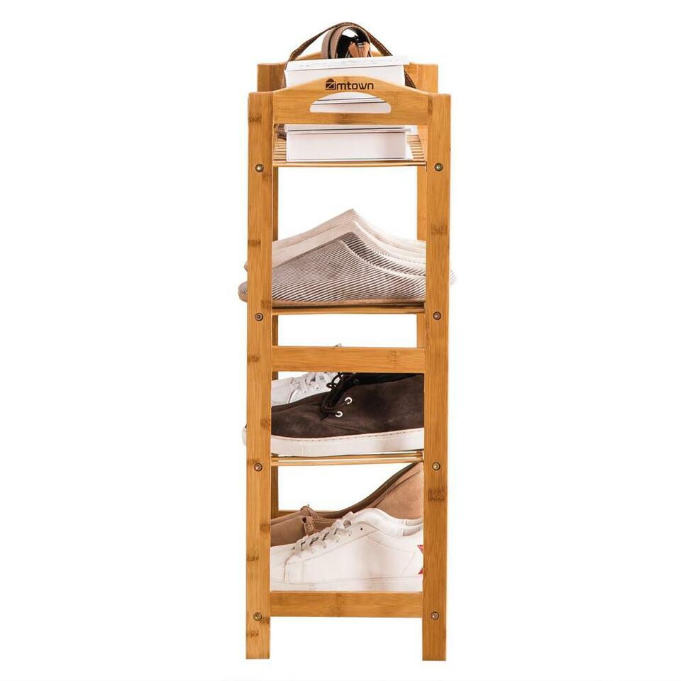 4 Tier Natural Bamboo Wooden Shoe Rack Organizer Stand Storage