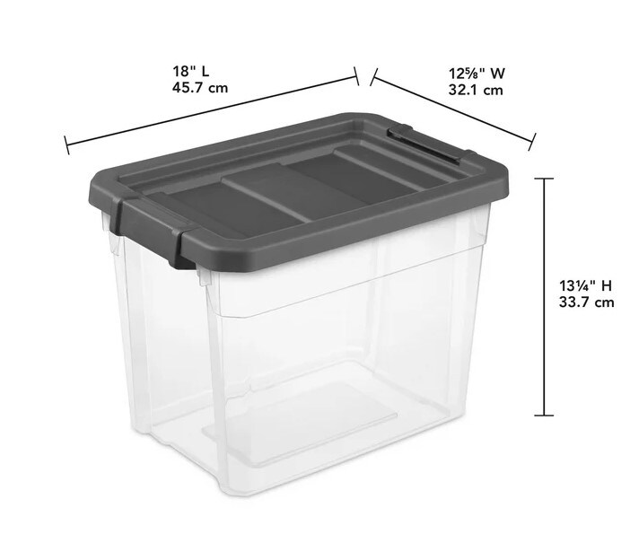 30 Qt Clear Plastic Storage Container Bin with Latch Lid, 6 Pack.