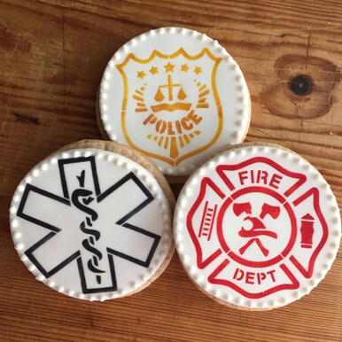 First Responders Cookie Stencil Set | C996 by Designer Stencils | Cookie Decorating Tools | Baking Stencils for Royal Icing, Airbrush, Dusting Powder | Reusable Plastic Food Grade Stencil for Cookies | Easy to Use &#x26; Clean Cookie Stencil