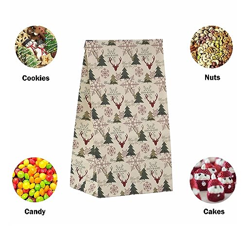 24 Pieces Christmas Treat Bags,  Christmas Paper Bags,  Christmas Stickers, Christmas Goodie Bag Party Supplies for Classrooms, Party Favors, Kraft Holiday Goody