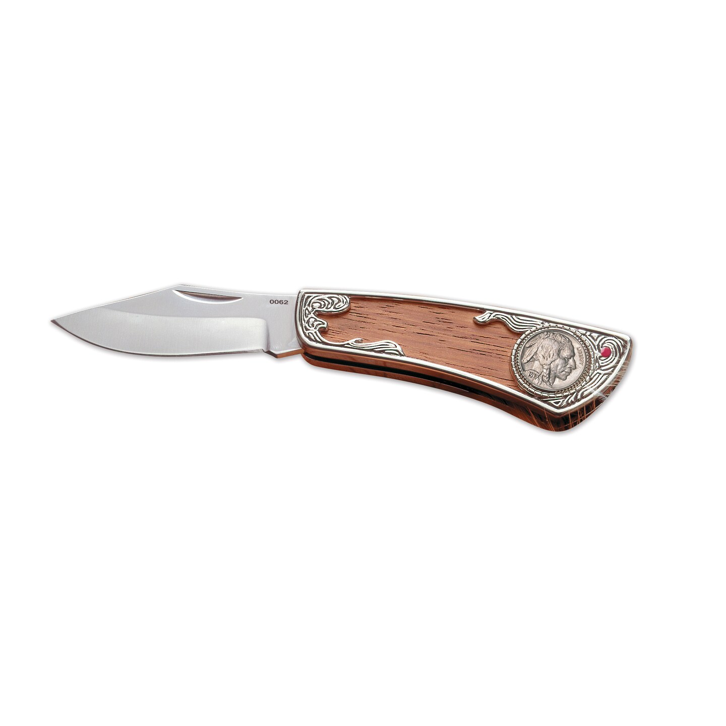 Buffalo Nickel Pocket Knife with Genuine Ruby
