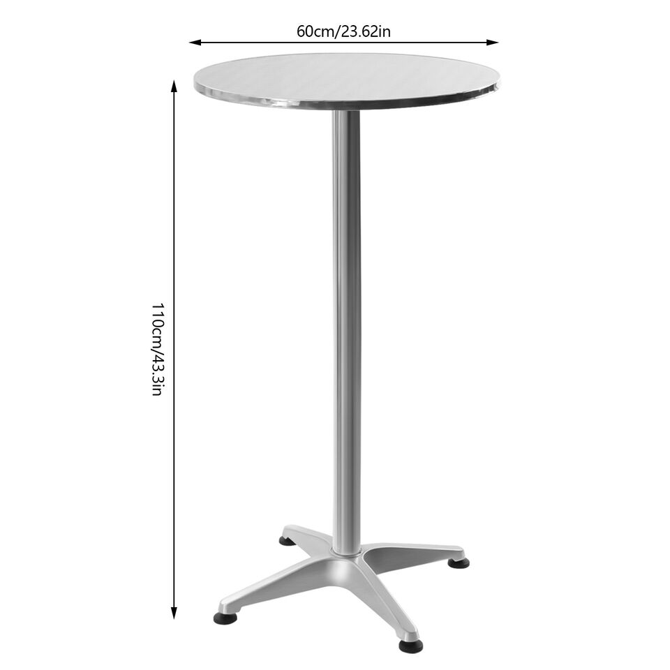 Kitcheniva Round Pub Table Cocktail Bar Metal Base Tall Adjustable Height