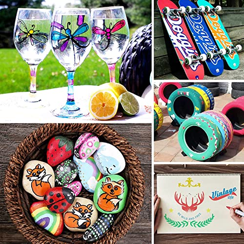Acrylic Paint Pens Paint Markers for Rock Painting, Canvas, Wood, Glass,  Fabric, Metal, Plastic, Arts Crafts Easter Eggs, Pumpkin, Scrapbooking  Supplies, Graffiti Markers for Adults Kids