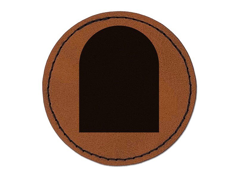 Tombstone Halloween Solid Round Iron-On Engraved Faux Leather Patch Applique - 2.5&#x22;