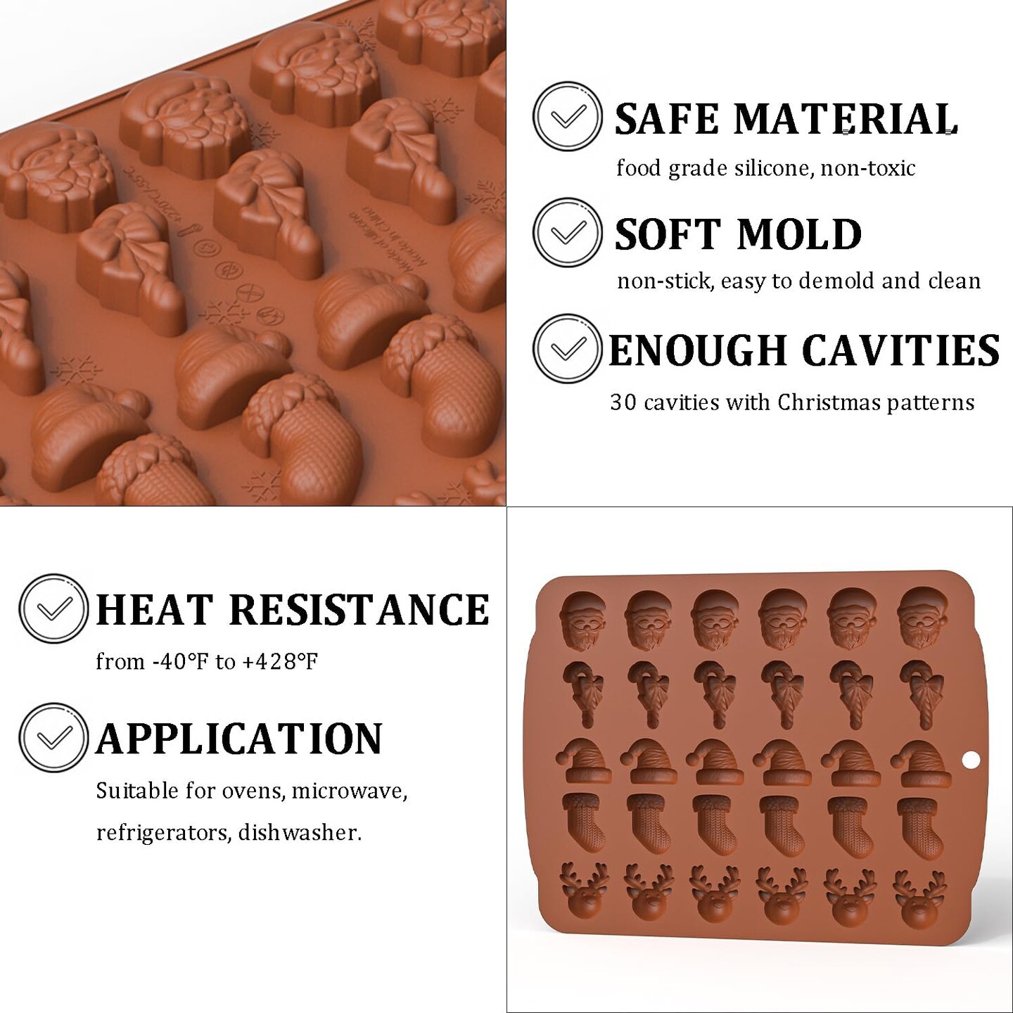 Silicone Christmas Chocolate Molds 2 pcs