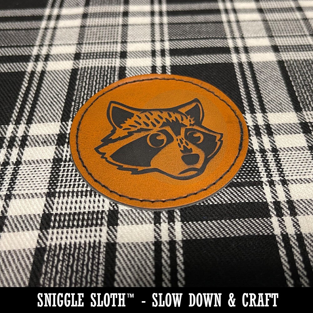 Pixel Axe Battle Axe RPG Dwarf Weapon Round Iron-On Engraved Faux Leather Patch Applique - 2.5&#x22;
