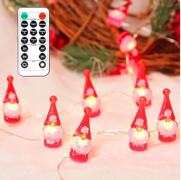 Holitown Christmas String Lights 10ft 30 LEDs Red Gnome Lights Battery  Powered & USB Plug in with Re…See more Holitown Christmas String Lights  10ft 30