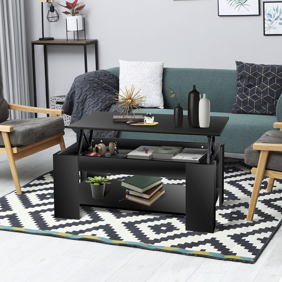Lift Top Coffee Table w/Hidden Compartment Storage .