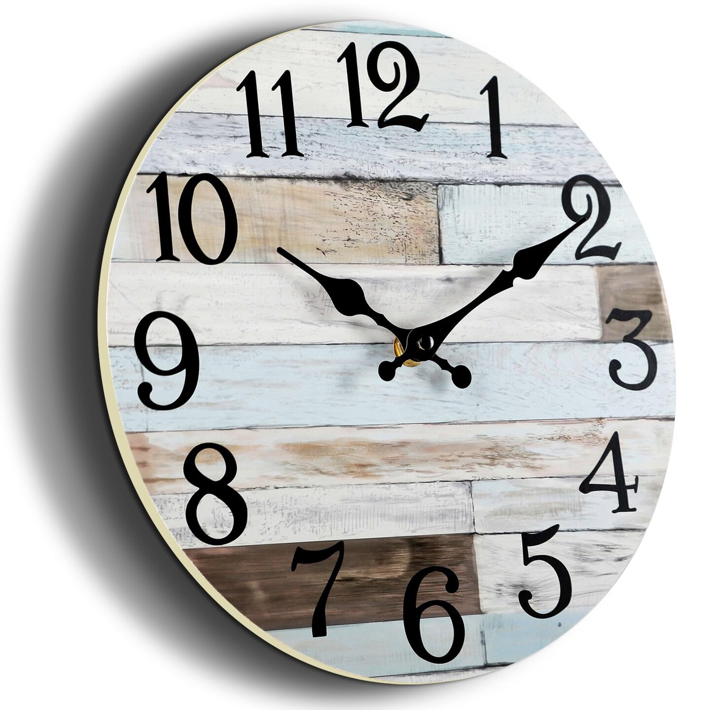 Wall Clock - 10 Inch Silent Non-Ticking Wooden Clocks Battery Operated - Country Retro Rustic Style Decorative for Living Room, Kitchen, Home,Bathroom, Bedroom, Laundry Room