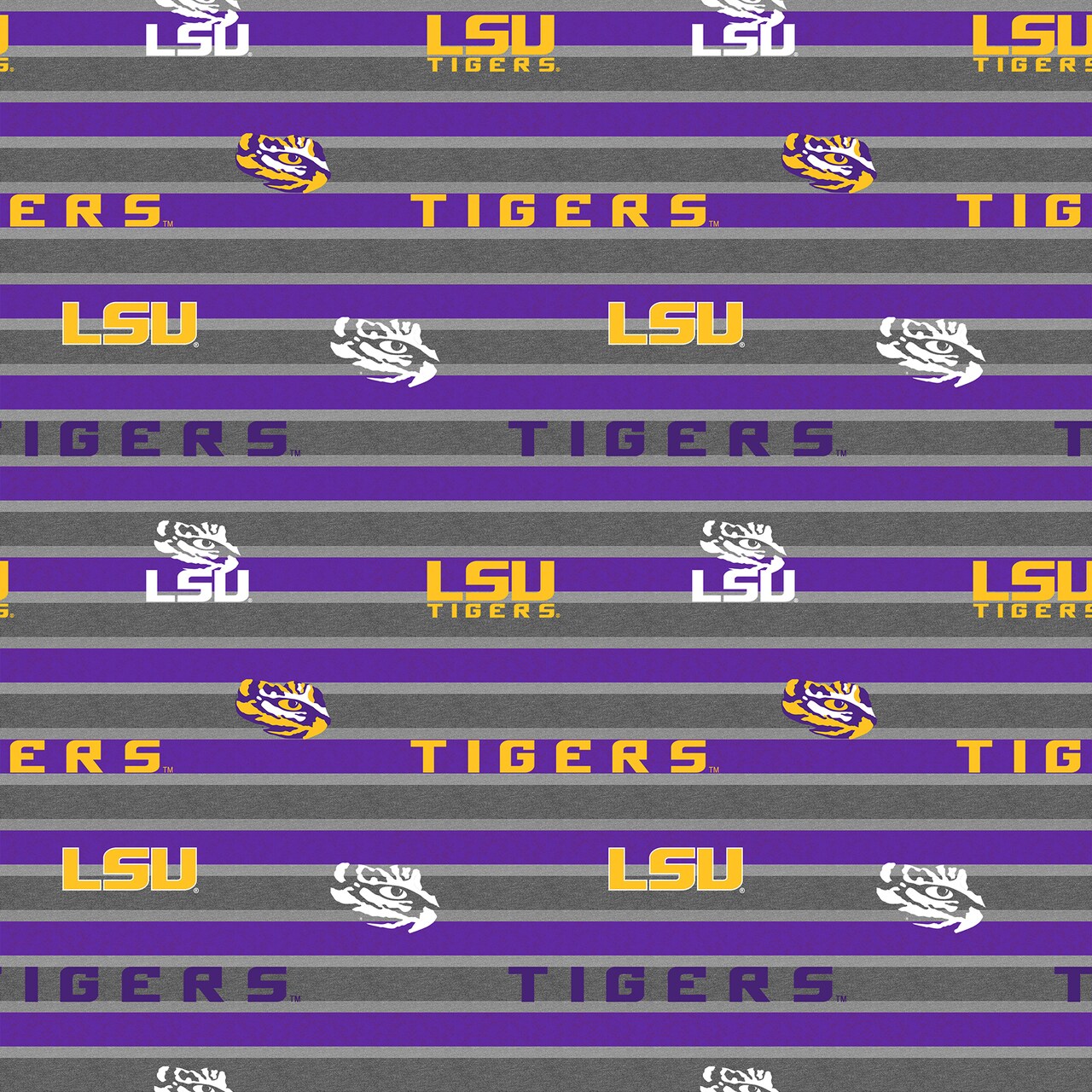 Sykel Enterprises-Louisiana State University Fleece Fabric-LSU Tigers Polo Stripe Fleece Blanket Fabric-Sold by the yard
