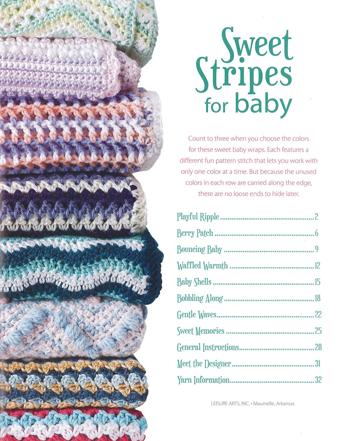 Leisure Arts Sweet Stripes For Baby Crochet Book