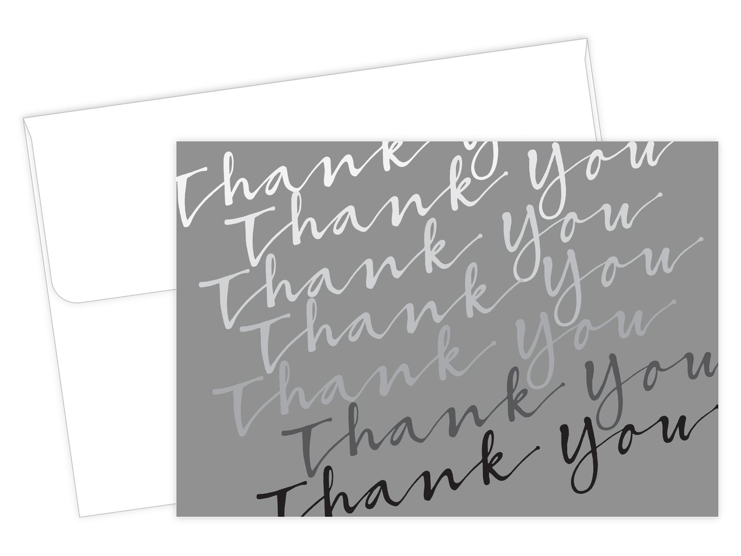Great Papers! Thank You Note Card and White Envelope, Silver Foil Cursive, 4.75&#x22; x 3.375&#x22;(folded), 50 count