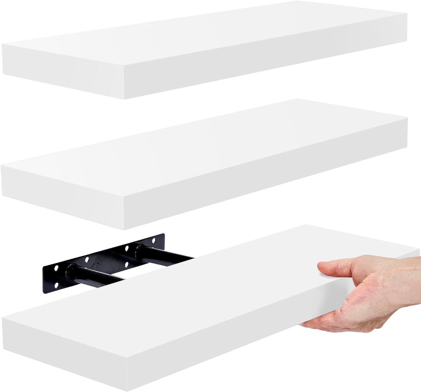 Sorbus 3 Pack Wall Mounted Floating Shelves - for Bedroom, Kitchen, Living Room, Office - Floating Shelf for Trophies, Books, Frames, etc