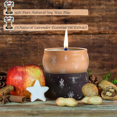 6 Pack  Christmas Scented Candles Gifts for Women, Scented Candles Gift Set, Natural Soy Wax Xmas Aromatherapy Scented Candles, Tin Jar Candles for Stress Relief