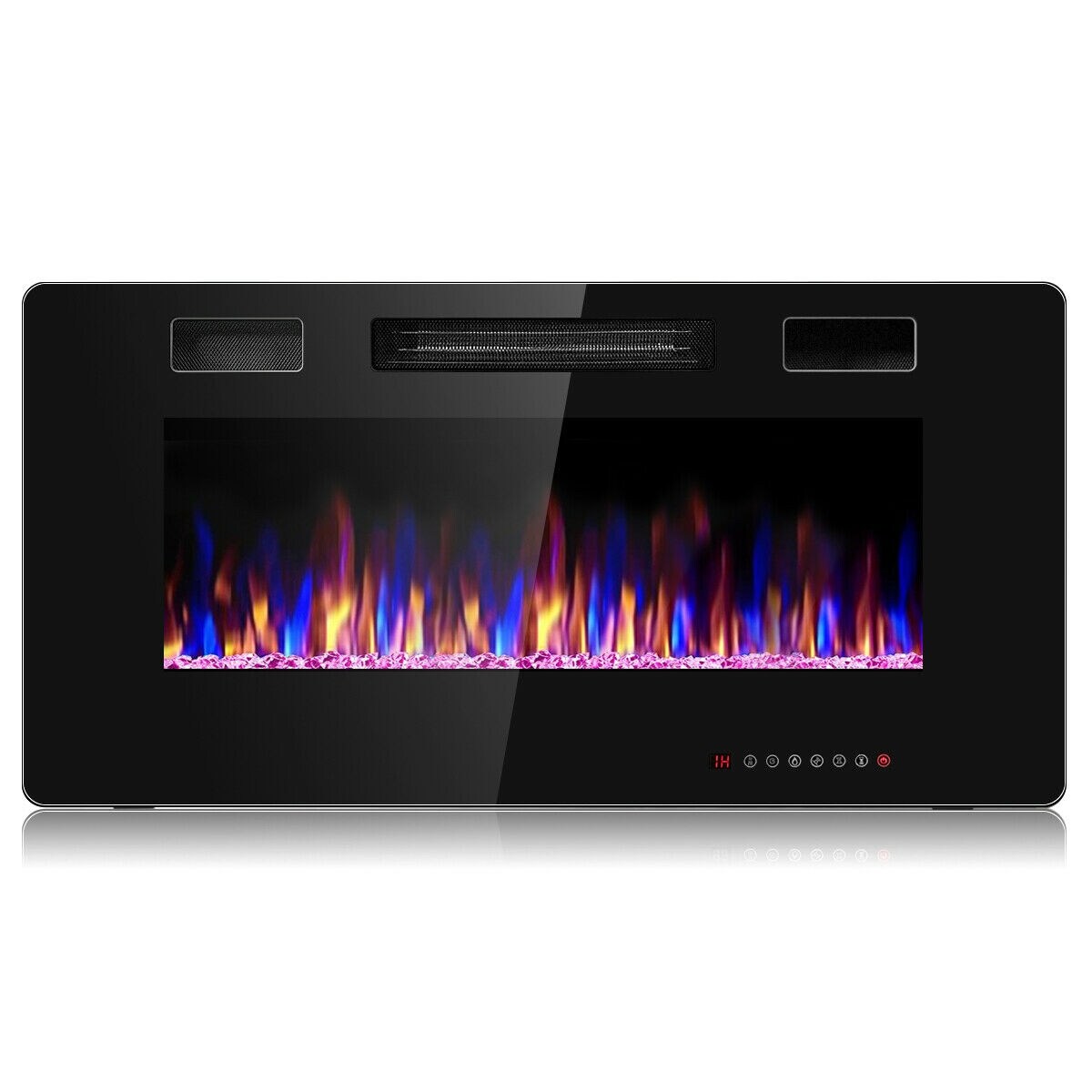 Recessed Ultra Thin Electric Fireplace Heater with Glass Appearance