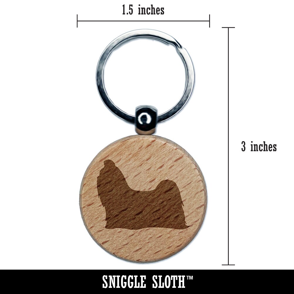 Shih Tzu Dog Solid Engraved Wood Round Keychain Tag Charm