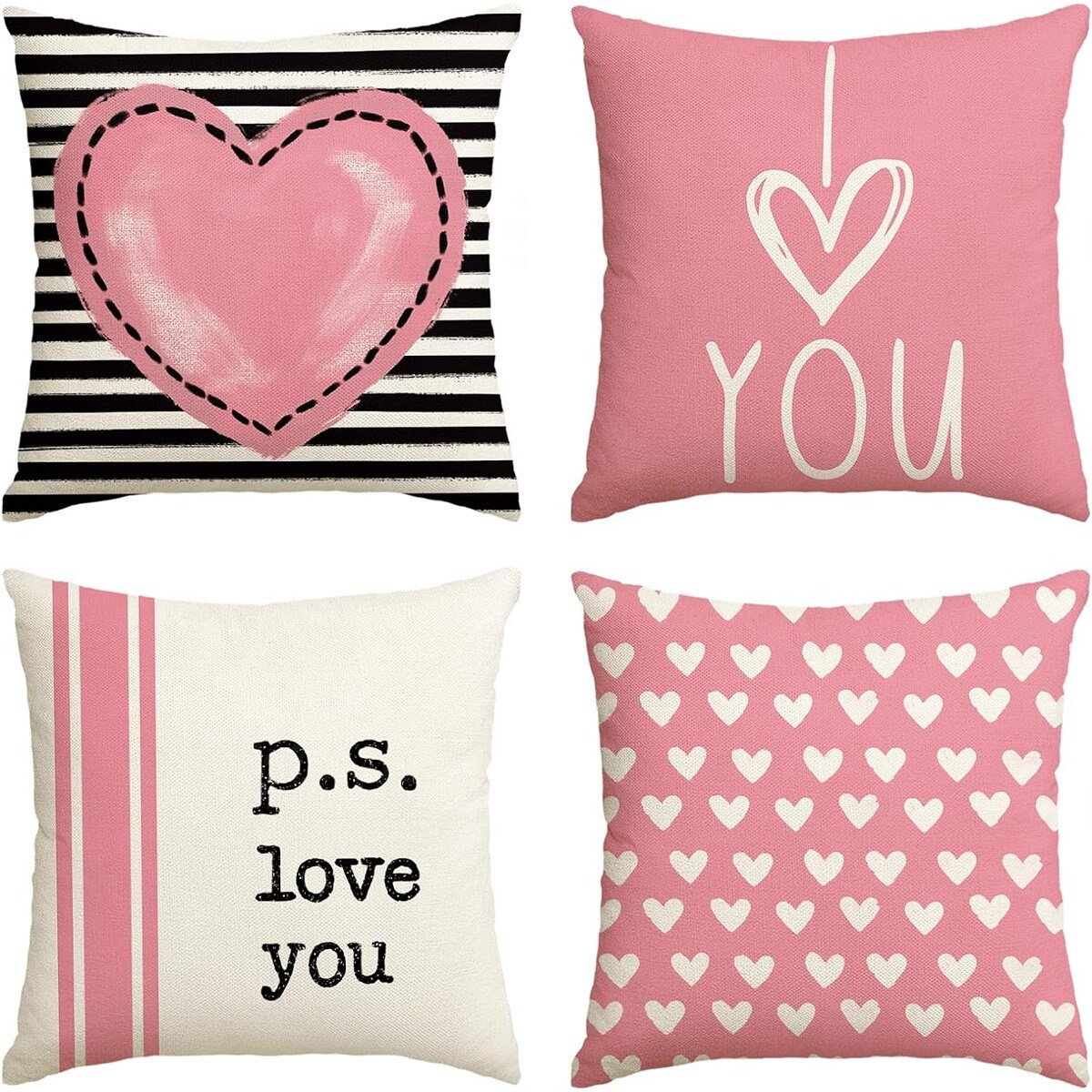 18 Inches Soft Valentine&#x27;s Day Throw Pillow Covers Set of 4
