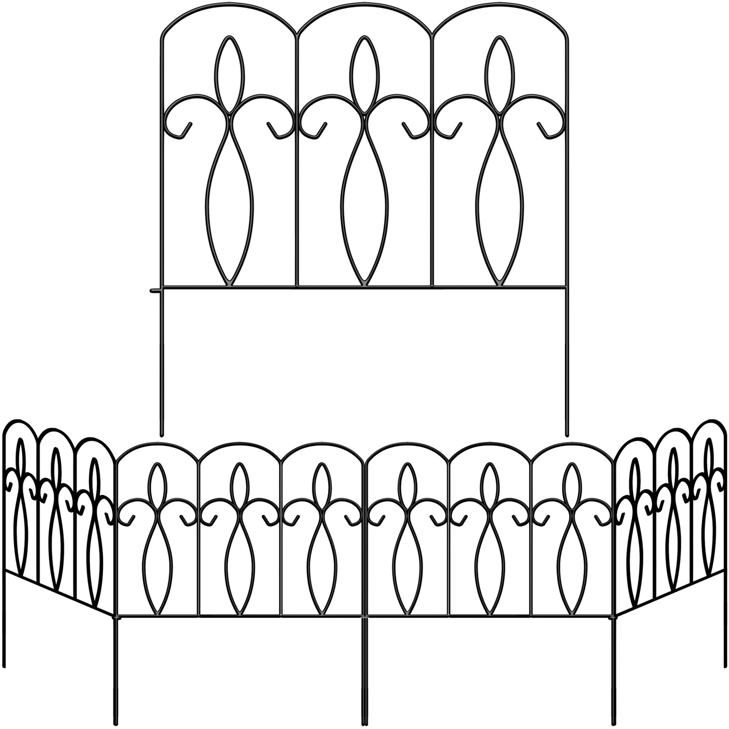 Sorbus Decorative Metal Garden Fence - 5 Panels