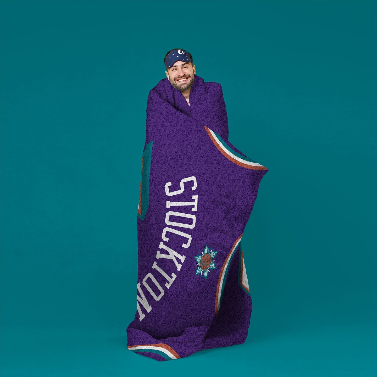 Sleep Squad Utah Jazz John Stockton 60&#x201D; x 80&#x201D; Raschel Plush Jersey Basketball Blanket